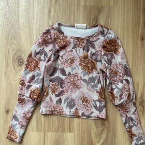 Joyfolie Cream Fitted Ruched Long Sleeve Blouse